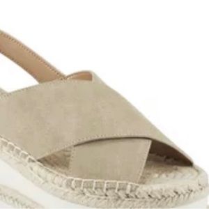EUC Marc Fisher Criss Cross Espadrille Platform Sandals, Grey Suede SUMMER
